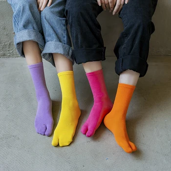 1 Чифт Женски Чорапи с две чорапи, Дамски модни Нови нескользящие обикновена чорапи с две чорапи, Чорапи с разцепени пръсти, Дамски чорапи-тръби