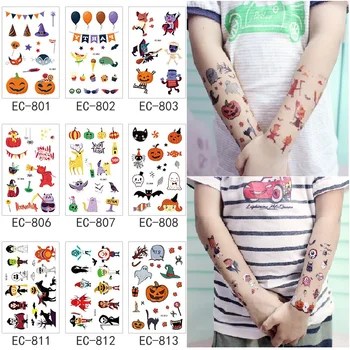 12 листа анимационни стикери с татуировки на Хелоуин за деца, временни татуировки за Боди-арт, Водоустойчив фалшиви татуировки, детски стикери на лицето