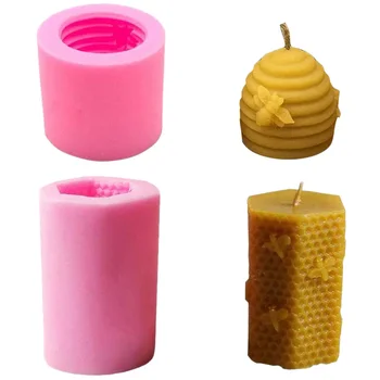 2 опаковки, Форми за свещи във вид на пчелни клетки, Силиконова форма за кошера, за домашно приготвени свещи от пчелен восък, за да проверите за мыловарения