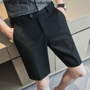 2023, мъжки ежедневни летни къси панталони в британския стил/Мъжки оборудвана бизнес модерен костюм, къси Панталони Големи размери 28-36