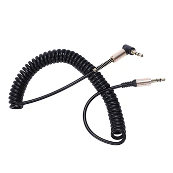 3.5 мм аудио кабел Aux Jack 3,5 Жак Позлатен аудио кабел под ъгъл 90 градуса 3,5 мм мъж към мъж за кола за iphone Черен