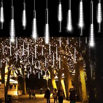 8 Тръби LED Метеоритен дъжд, Улични Гирлянди за външно осветление, Венец, Водоустойчив страхотни градински фенери, Сватбена Празнично осветление