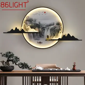 86LIGHT Модерен стенен лампа с Участието на китайски Креативно Кръговото на Пейзажа, монтиран на стената лампа-халба бира за дома, хол, спалня, кабинет