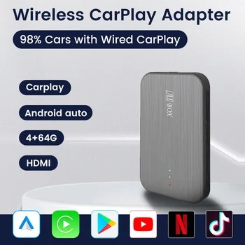 Andoroid 10,0 4 + 64G Безжичен CarPlay Mini Ai Кутия за Audi, Bmw, Mazda, Toyota, VW Audi GPS Поддръжка на Netflix You_Tube 4G LTE 4G HDMI