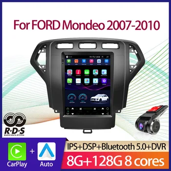 Android GPS Автомобилна Навигация За FORD Mondeo 2007-2010 Tesla Стил Авто Радио Стерео Мултимедиен Плеър С Огледално Връзка WiFi BT