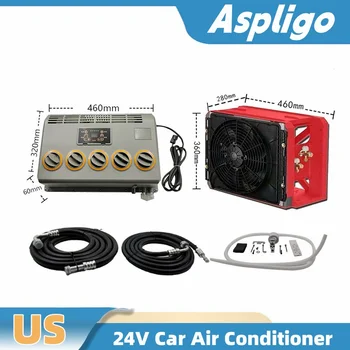 Aspligo 24V Студен Сплит-климатик, Автоматични Електрически Климатик A / C за кола, Авто Багер, Трактор, ремарке, камион
