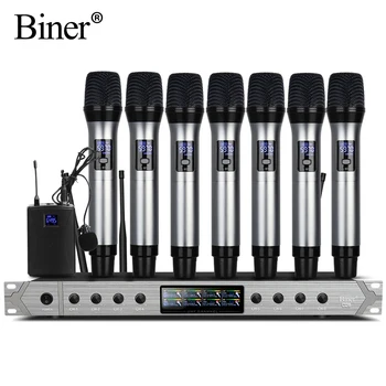 Biner D28 Професионален 8-канален ръчен Безжичен UHF микрофон Lavalier Mics System