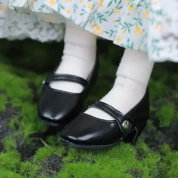 Bjd1/4 Детски обувки с малки тънки кожени туфлями на високо квадратен ток за принцеси