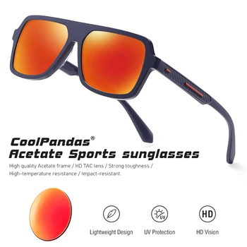 CoolPandas Нови мъжки поляризирани слънчеви очила Квадратни Улични висококачествени Ацетатные дизайнерски Слънчеви очила За мъже с покритие UV400
