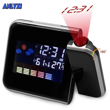 Digital alarm clock, монтиран на стената lcd телевизори изглаждат време LCD дисплей, Snooze Аларма, Двойно Ротационни Лазерни часовници, цветен дисплей, Настолни и Стенни часовници