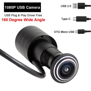 HD 1080P Type C Micro USB OTG Вратата, Шпионка Камера USB 2.0 160 Градуса Широкоъгълен Обектив Мини Рибешко Око Врати Отвор на Камера за Сигурност