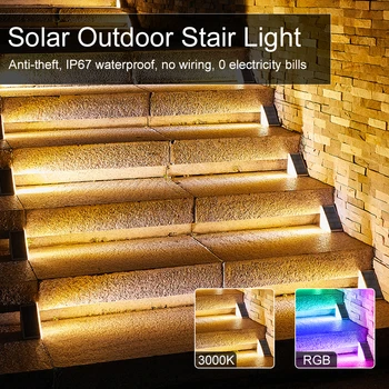 Led градинска слънчева степенна лампа с дизайн на лещи, супер ярък водоустойчив IP67 противоугонный лестничный тела, декоративно осветление за градинска тераса