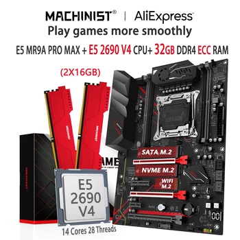 MACHINIST X99 Комплект дънната платка LGA 2011-3 Комплект Xeon E5 2690 V4 Процесор 2X16 = 32 GB Оперативна памет DDR4 ECC SSD NVME Sata M. 2 MR9A PRO MAX