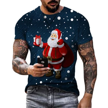 Nova Camiseta De Natal Para Homens E Mulheres 3D Impressa Смешни Върховете Novidade Camisa De Manga Curta oversize