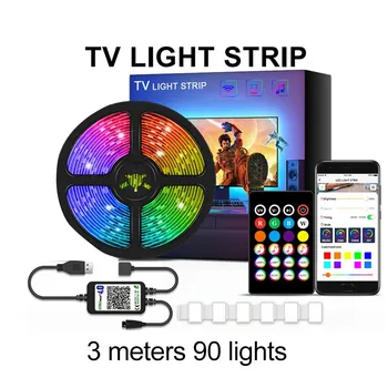 SMD5050 RGB led лента, синхронизиране на музика, Bluetooth, 24 ключа за дистанционно Управление, led лампа за спални, бар, партита, Декорация на дома и на открито
