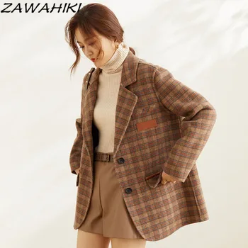 ZAWAHIKI/ Нови Есенно-зимни Корейски Ежедневни дамски якета С Безплатен Деколте и дълги ръкави, гъвкави Реколта шик блузи, Mujer