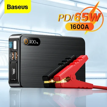 Авто захранване Baseus 16000mAh Jump Starter Power Bank 1600A PD 65W, Зарядно устройство за бързо зареждане за Възстановяване на батерията Устройство за автоматично стартиране на бустера