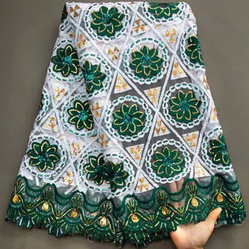 Африкански дантела от млечен коприна 2023, бродерия пайети, френска окото, тюлевая лейси плат, висококачествено нигерийски сватбена рокля за жените S3474