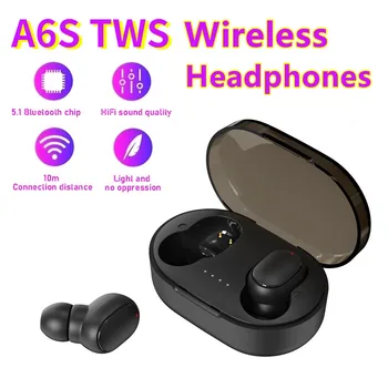 Безжична слушалка A6S TWS Bluetooth Слушалки Sport Стерео Fone Bluetooth Слушалки Безжични слушалки за всички смартфони