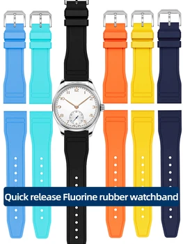 Висококачествена черна каишка от фторкаучука за часовници IWC Big PILOT'S Watches Spitfire Portofino Family Mark 18 с быстроразъемным каишка 21 мм
