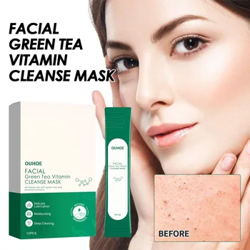 Витамин почистваща маска за лице със зелен чай Дълбоко Почиства, овлажнява, възстановява, Намалява Малките бръчки, Белези от акне, Черни точки, Изглажда кожата упругую