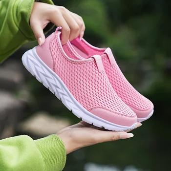 Дамски Ежедневни лека спортни обувки 2023, Пролет-Есен, Модни мрежести дишащи улични маратонки, Женски тенденция маратонки