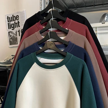 Дамски свитшоты контрастен цвят, Есен облекло Свободен стил, Пуловери с ръкави Raglan, хип-хоп Harajuku, Дамски Блузи Y2k