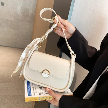 Дамски чанти от изкуствена кожа, Елегантна чанта на едно рамо, Дамски ежедневни чанти с веригата под мишниците, Лятна Проста чанта през рамо с капак bolsa