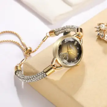 Дамски часовник с бриллиантовым гривната, превръзка, кварцови часовници с кристали, дамски луксозни маркови дамски ръчен часовник, директна доставка 2024