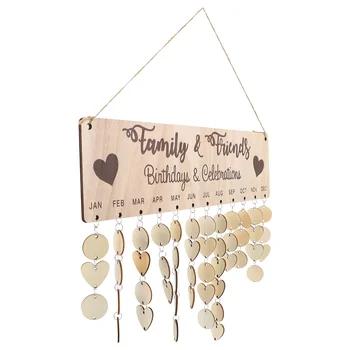 Декор във формата на сърце, Напомняне за семеен рожден ден, календар дъска: Дървена мемориална дъска 