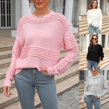 Есен 2023, Нов дамски обикновен пуловер, Долната риза, Пуловер с дълъг ръкав, Женски тенденция