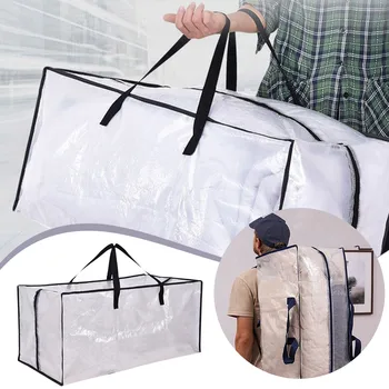 Заредете сверхбольшие прозрачни чанти за придвижване с лямками раница, здрави дръжки и прозрачни светкавици (опаковка от 2)