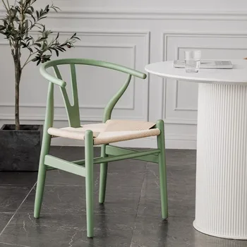 Зелена маса за Хранене, стол за Релакс С облегалка в Скандинавски стил, Ергономични Столове, Дървен Трон, Мебели за хола Sillas De Comedor, WXH30XP