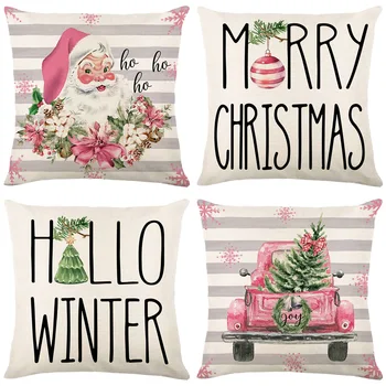 Коледна декоративна калъфка 45x45 см, Бельо калъфка за възглавница, Коледни украшения, Домашно приготвени калъфка за дивана
