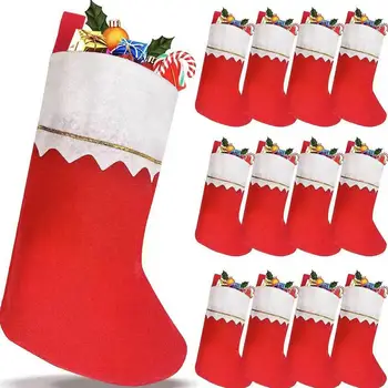 Комплект коледни чорапи, Коледни чорапи със златни инкрустации Нетъкан подарък пакети за Коледната елха, украса за партита, набор от аксесоари