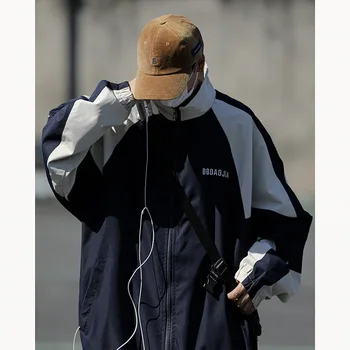 Корейската ежедневни мъжки яке с бродерия и Бейзболни палто 2023 Пролет Есен Мъжко, Градинска мода Връхни дрехи за улицата Свободна мъжки дрехи