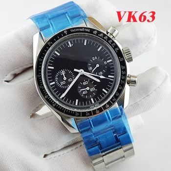 Корпус VK63 Циферблат VK63 японски часовници с хронограф 39 мм корпус от неръждаема стомана кварцов механизъм VK63