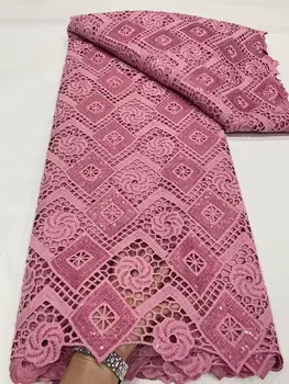 Красив Гипюр от Дантела плат с Прашни-розови с пайети, шевни изделия за сватбени събития