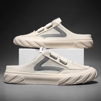 Летни Нови Мрежести Обувки, мъжки тенденция на рязко Baotou, Дишащи, леки ежедневни бели обувки, Мъжки ежедневни спортни чехли