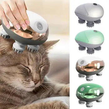 Масажор за котки, Водоустойчив Електрически масажор с мека глава, Удобни Регулируеми режими, Ръчни Електрически Масажор за кожата на главата, Стоки за домашни любимци