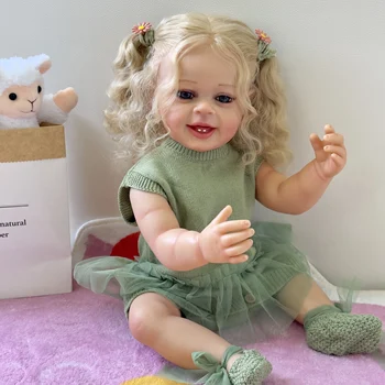 Мека на допир силиконова кукла FBBD 55 см за цялото тяло Reborn Toddle Princeess Yannik, Реалистична кукла ръчно изработени от 3D-кожа, многопластова живопис
