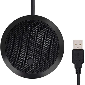 Микрофон за конференция USB, ненасочено кондензаторен микрофон за КОМПЮТЪР с led индикатор на бутона за изключване на звука, Plug & Play, за игри и т.н