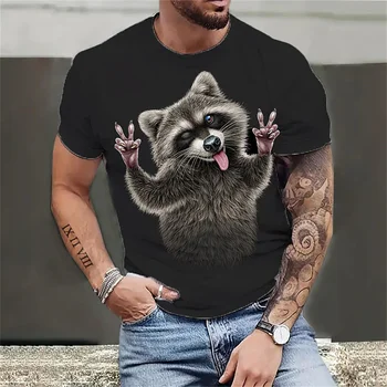 Мъжка тениска с изображение на животно, миеща мечка, 3D Принт, Качествени Дрехи за Мъже, Свободна Риза Оверсайз, Модни Градинска Hoody, Класически Къс Ръкав