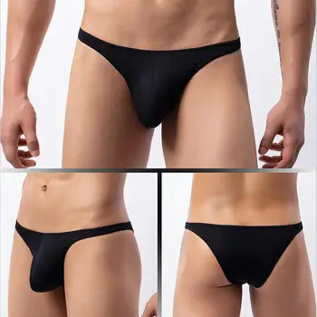 Мъжки Гащи-Прашки Homme Bikini Slip Homme, Прозрачно Сетчатое Бельо, Издут Калъф, Ремък, Удобни Безшевни Мъжки Гащи, Бельо