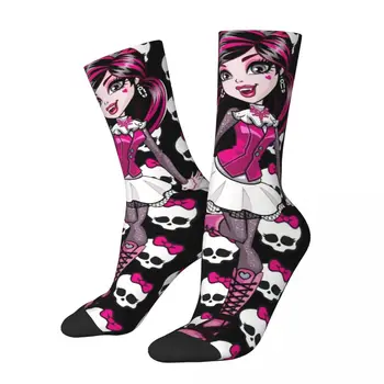 Мъжки чорапи с череп в Ретро стил за кукли Monster High Унисекс, Уличен стил, Забавен чорап за екипажа Подарък