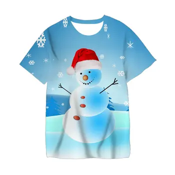 Нова Коледна тениска с 3D принтом за деца и възрастни, Ежедневни тениска с кръгло деколте и къс ръкав, модерен топ, градинска облекло в стил хип-хоп