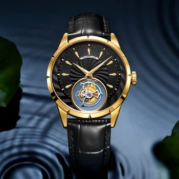 Оригинални часовници Aesop Tourbillon, Выдолбленный механизъм, Сапфировые механични часовници с виртуален скелет, Мъжки часовници с Турбийоном relogio masculino