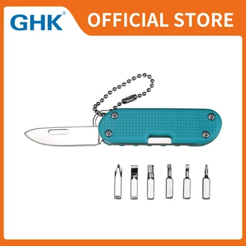Официален малък джобен мультитул GHK с пластмасова дръжка, брелком, нож, отвертками