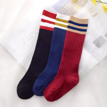 Памучни чорапи за момчета от 1 до 12 години, Спортни чорапи за деца и момичета, Детски Меки чорапи на райета, Аксесоари за училище дрехи