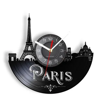 Парижките Старинни стенни часовници за всекидневна, Френски Начало декор, Ретро Vinyl плоча, Стенни часовници, Емблематична сграда, Франция, Тихи часове